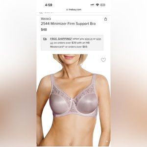 BRAND NEW 38DD Warner’s 2544 Minimizer Firm Support Bra